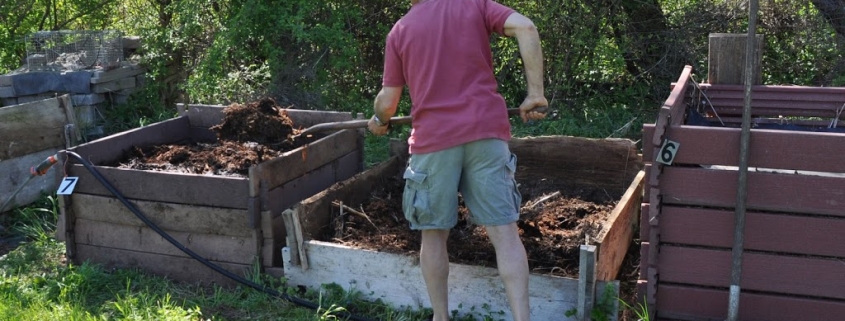 Turning compost