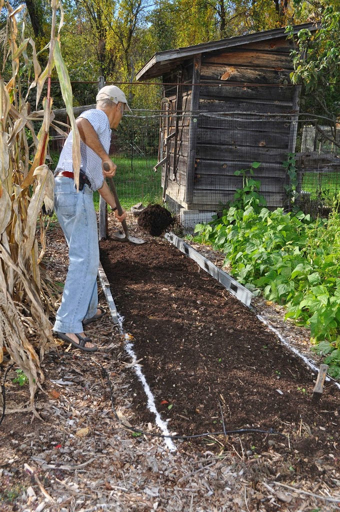 Spreading compost