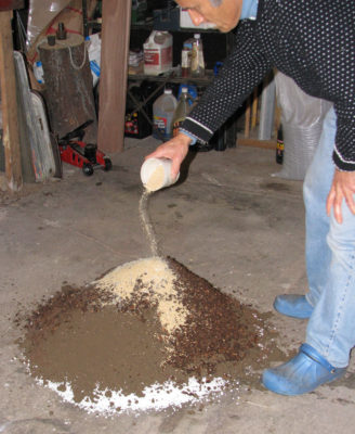 Mixing potting soil