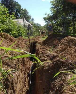 Trench for water hydrant