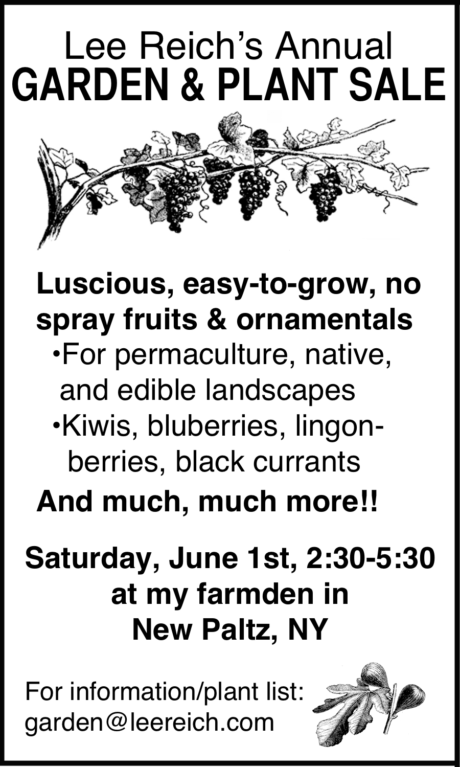 Plant Sale reminder Lee Reich