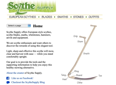 Scythe Supply Co, webpage