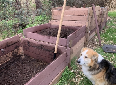 Compost pile turned