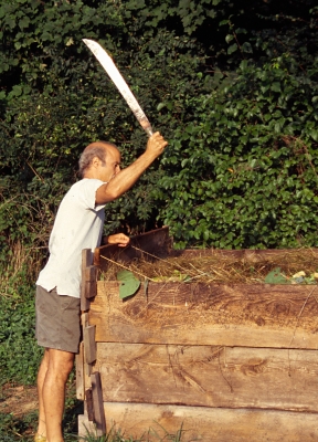 Machete for chopping compost