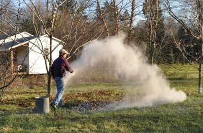 Spreading wood ash in fall