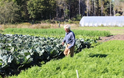 Eliot in field of broccoli 