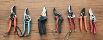 Hand shears in a line