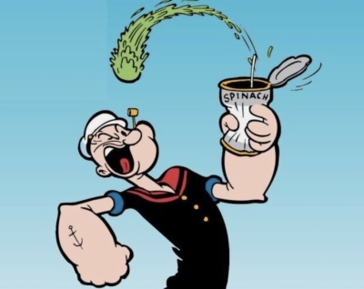 Popeye with can of spinach