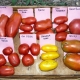 Varieties of paste tomatoes, labelled