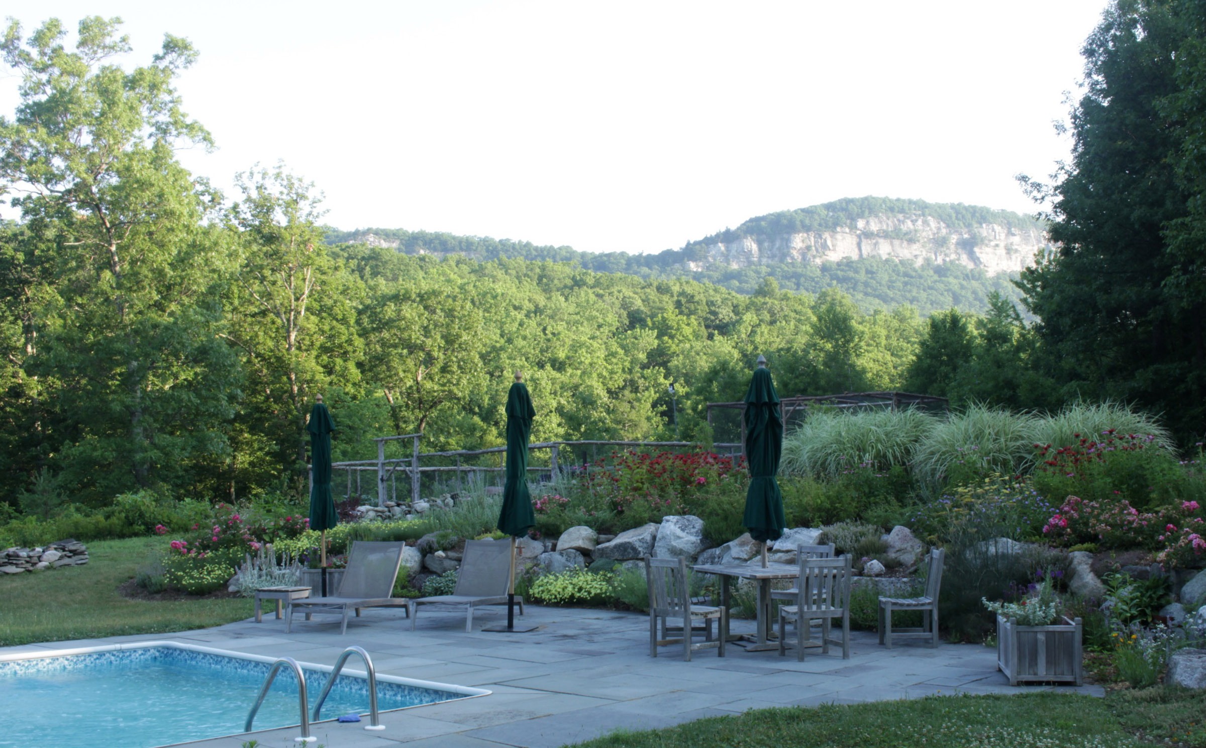 Mountain view in garden