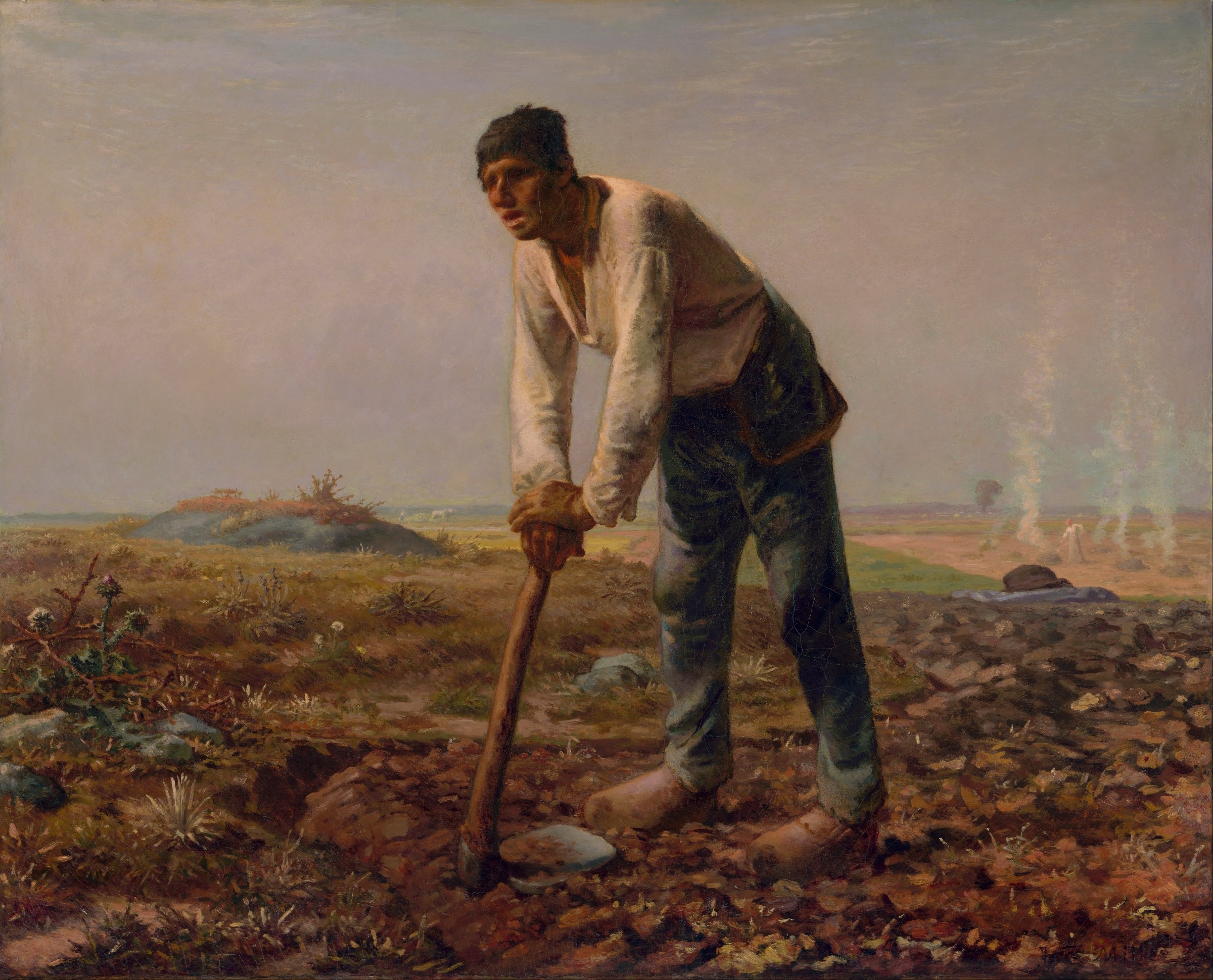 Painting of "Man with a Hoe" Millet (1860)