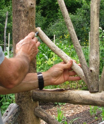 Measuring wood for arbor detail