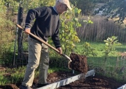 Spreading compost