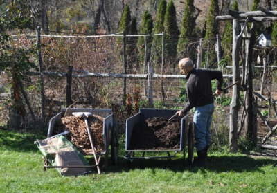 Arborist wood chips, soybean meal, and compost